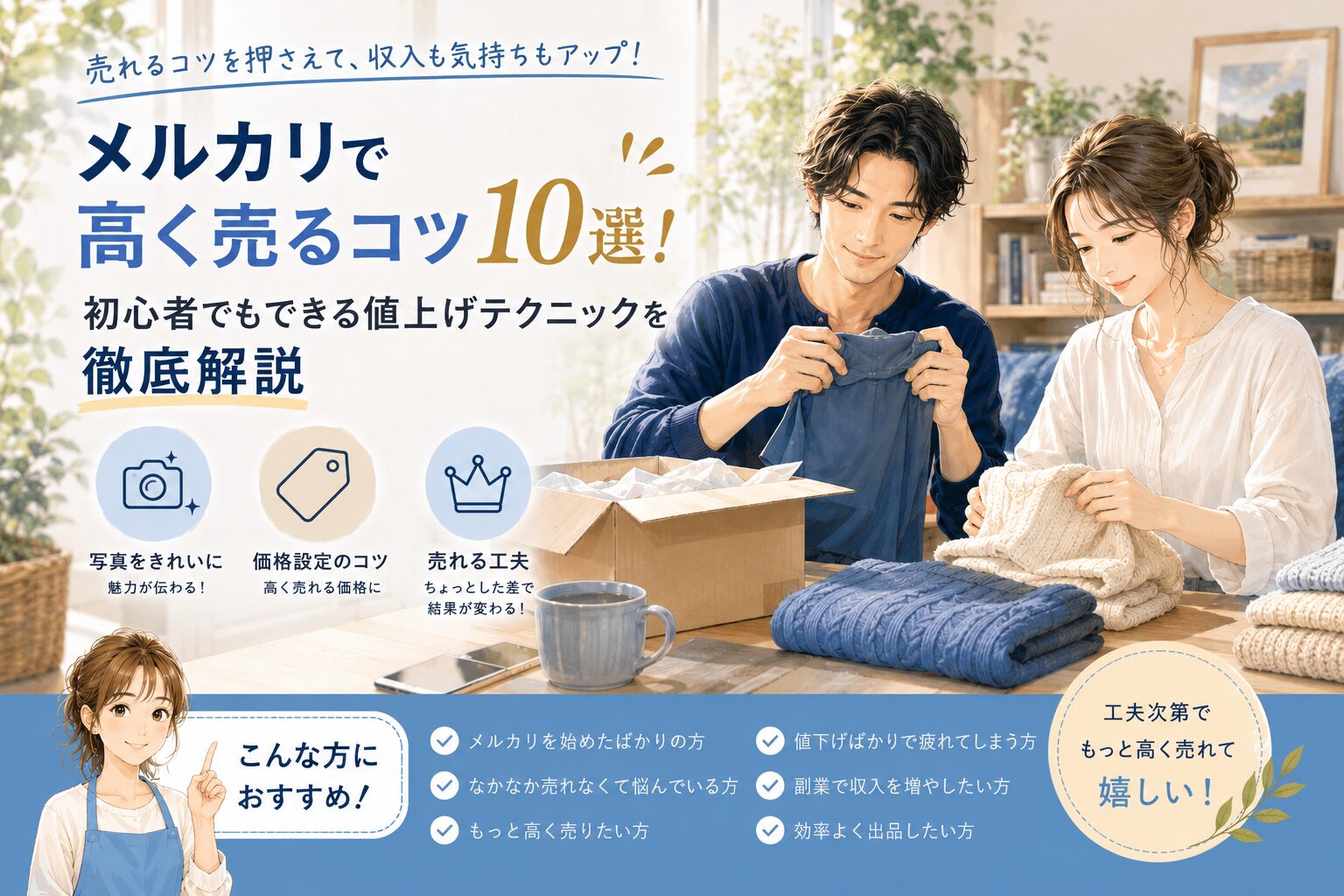メルカリで高く売るコツ10選！初心者でもできる値上げテクニックを徹底解説のアイキャッチ画像
